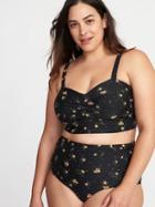 Old Navy Womens Plus-size Twist-front Long-line Swim Top Black Ditsy Floral Size 4x