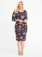 Old Navy Womens Plus-size Scoop-neck Bodycon Dress Multi Floral Size 4x