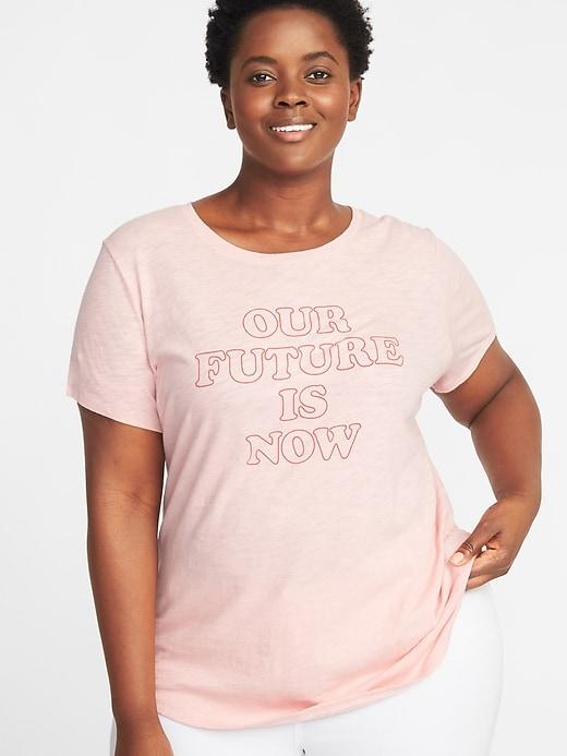 Old Navy Womens Graphic Slub-knit Everywear Plus-size Tee Our Future Is Now Size 1x