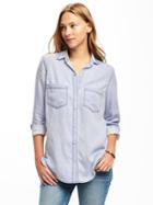 Old Navy Relaxed Soft Tencel Shirt For Women - Night Flight