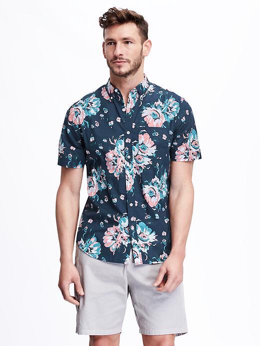 Old Navy Slim Fit Printed Shirt For Men - The New Navy