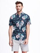 Old Navy Slim Fit Printed Shirt For Men - The New Navy