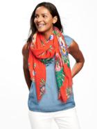 Old Navy Printed Linear Scarf For Women - Red Floral