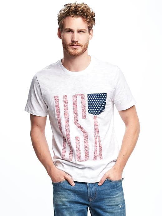 Old Navy Americana Pocket Tee For Men - Bright White
