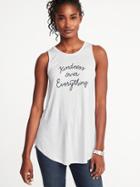 Old Navy Womens High-neck Graphic Swing Tank For Women Kindness Over Everything Size L