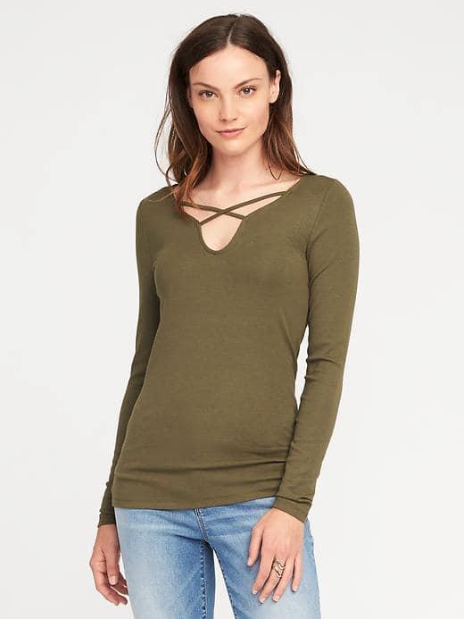 Old Navy Semi Fitted Cross Strap Top For Women - Hunter Pines