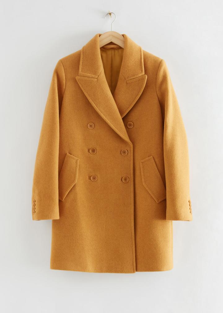 Other Stories Boxy Double-breasted Wool Coat - Yellow