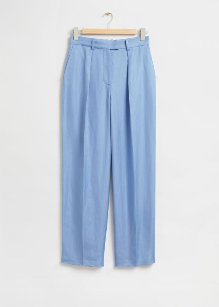 Other Stories Relaxed Tailored Pleat Crease Trousers - Blue