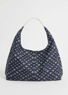 Other Stories Leather Trimmed Denim Tote Bag - Blue