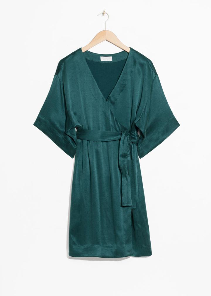 Other Stories Wrap Dress - Turquoise