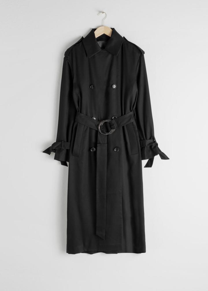 Other Stories Belted Oversized Lyocell Trenchcoat - Black