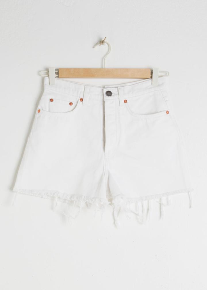 Other Stories Raw Edge Denim Shorts - White