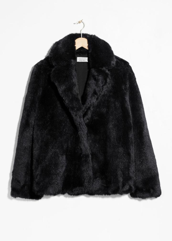 Other Stories Faux Fur Jacket - Black