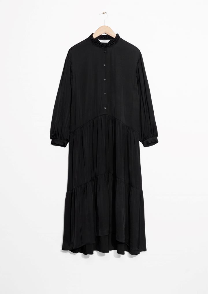 Other Stories Ruffle Collar Midi Dress