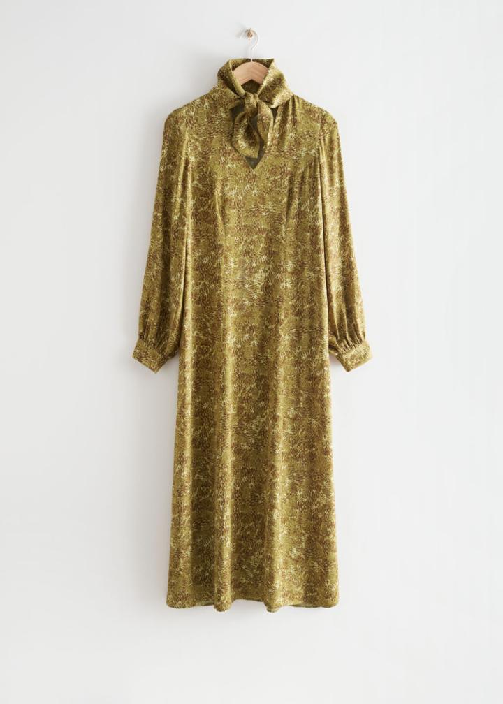 Other Stories Scarf Tie Midi Dress - Yellow