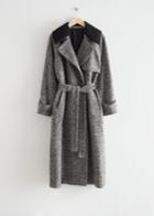 Other Stories Oversized Tweed Trench Coat - Black