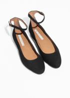 Other Stories Ankle Strap Suede Ballerinas - Black