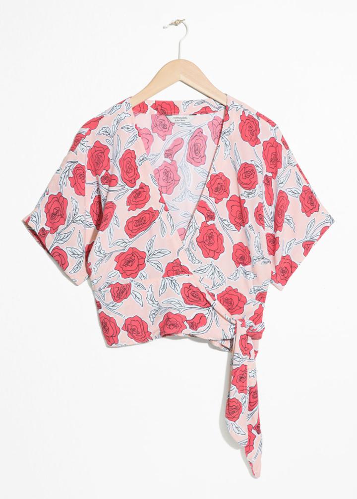 Other Stories Belted Wrap Blouse - Orange
