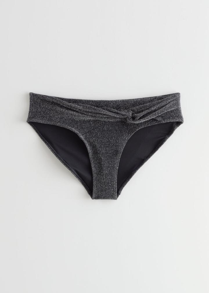 Other Stories Glitter Bikini Bottoms - Black