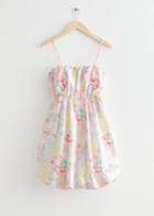 Other Stories Printed Bubble Mini Dress - Beige