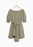 Other Stories Buttoned Off-shoulder Dress - Green