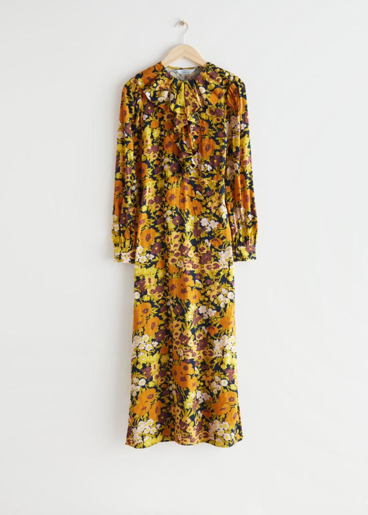 Other Stories Printed Ruffle Maxi Dress - Blue