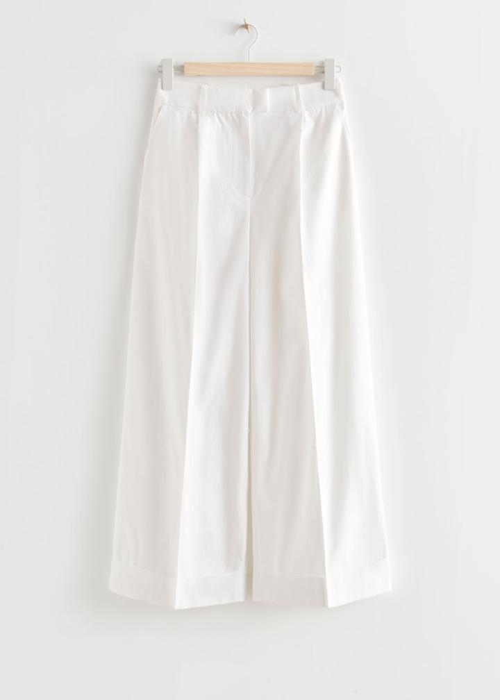 Other Stories Wide Press Crease Trousers - White