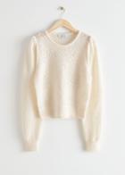 Other Stories Crochet Knit Wool Sweater - White