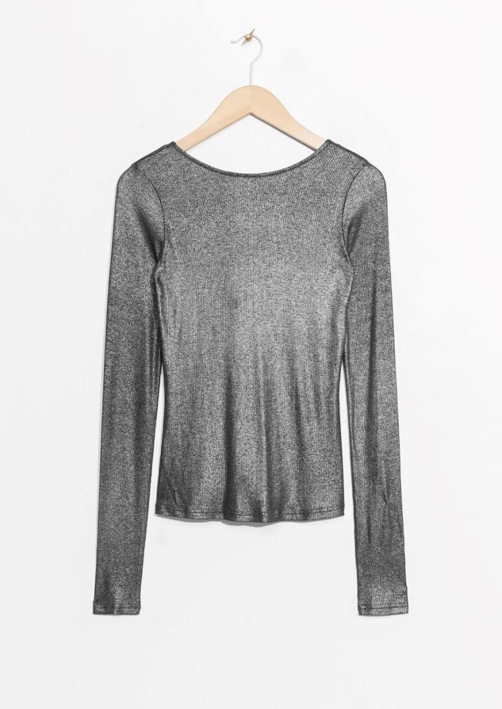 Other Stories Metallic Scooped Back Top