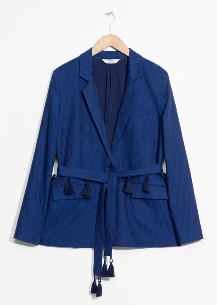 Other Stories Ikat Jacquard Blazer - Blue