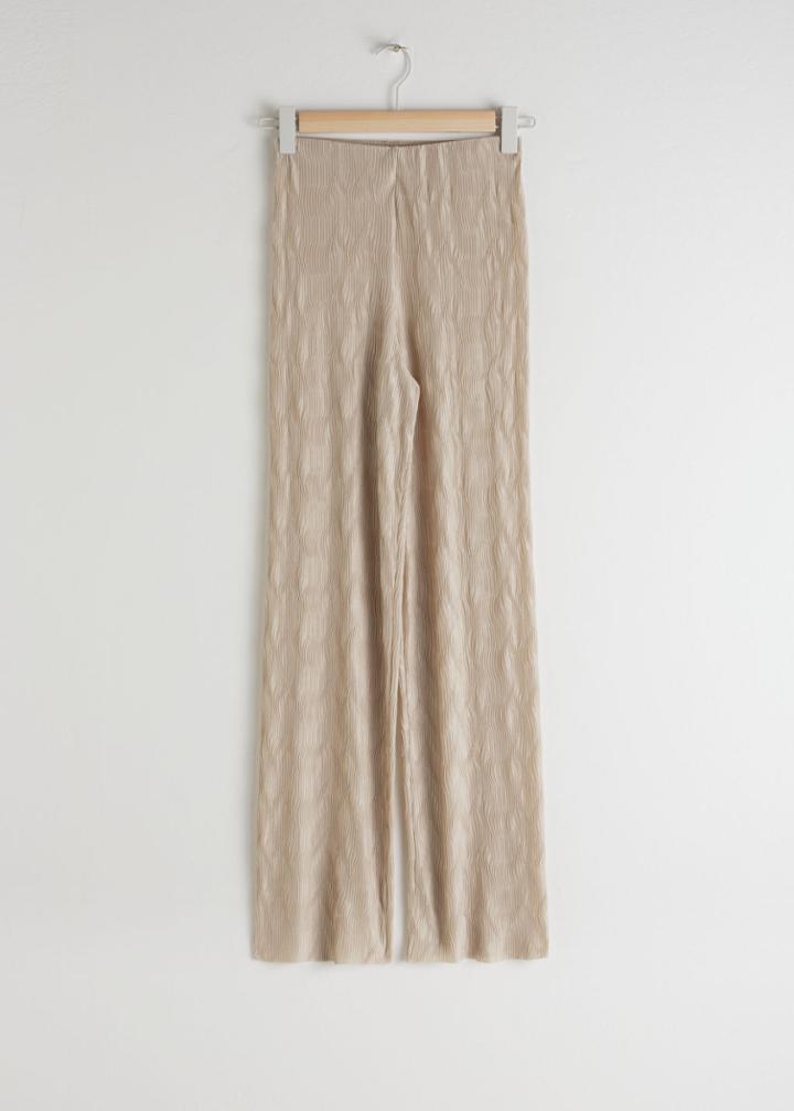 Other Stories Pliss Pleated Fitted Trousers - Beige
