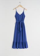 Other Stories Belted Button Up Midi Dress - Blue