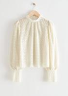 Other Stories Cropped Scallop Lace Blouse - White