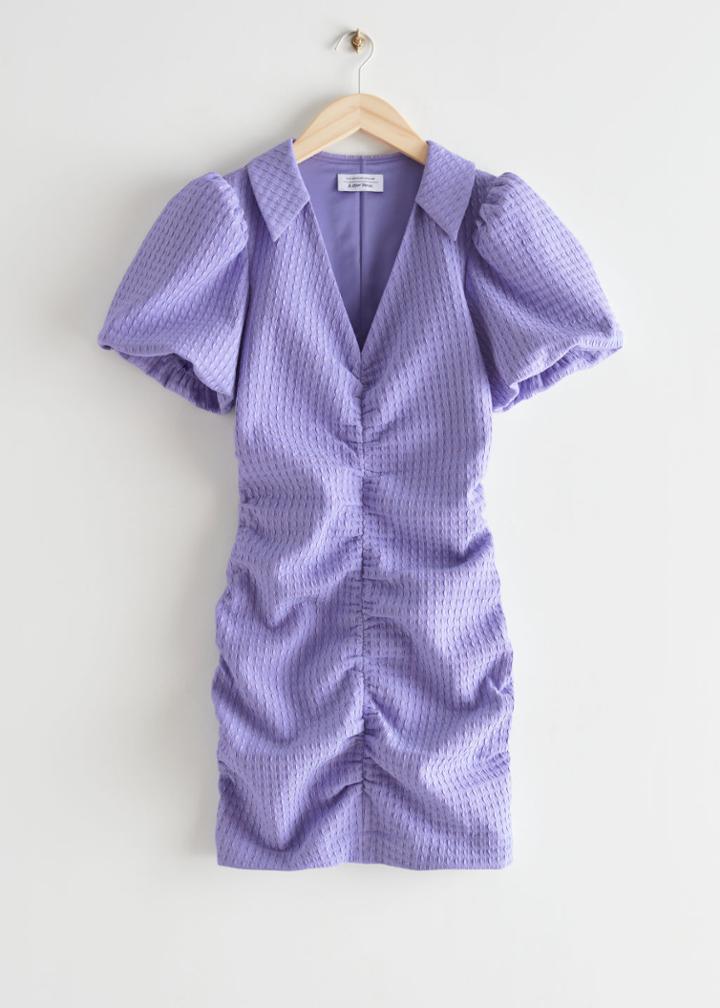 Other Stories Shirred Mini Dress - Purple
