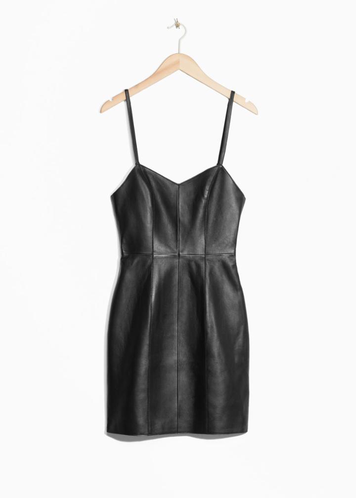 Other Stories Little Black Leather Dress - Black