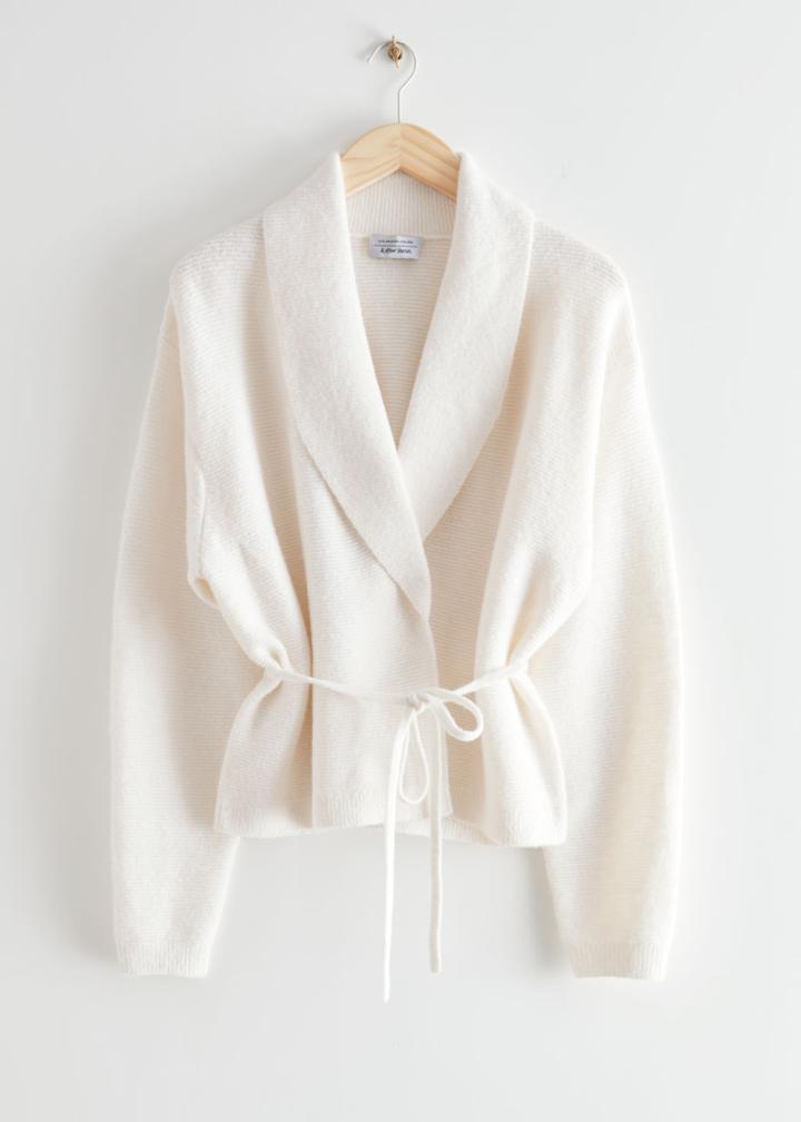 Other Stories Tie-waist Knit Cardigan - White