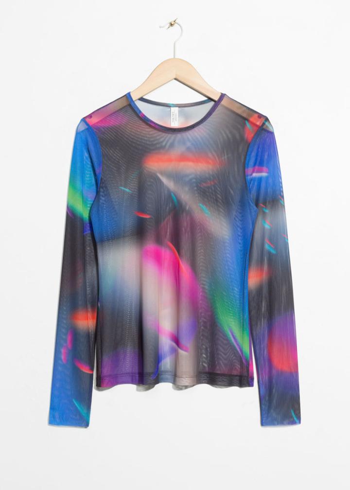 Other Stories Airbrush Print Mesh T-shirt - Black