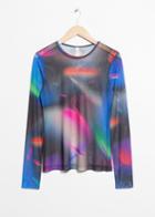 Other Stories Airbrush Print Mesh T-shirt - Black