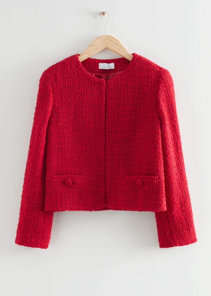 Other Stories Pocket Tweed Jacket - Red