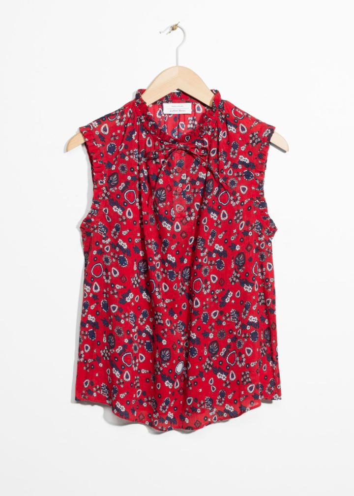 Other Stories Frill Sleeveles Blouse - Red