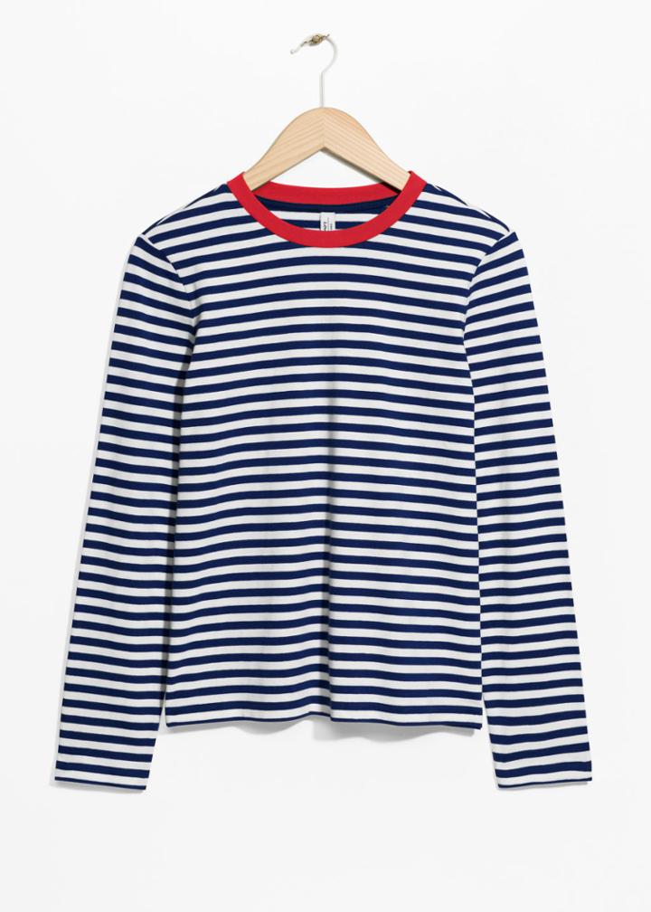 Other Stories Striped Long Sleeve Tee - Blue