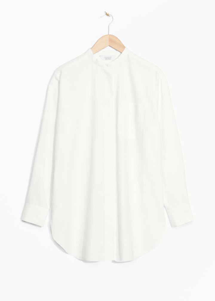 Other Stories Mandarin Cotton Shirt - White