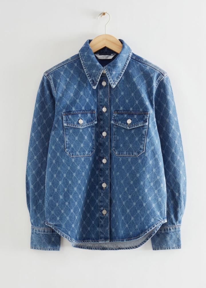 Other Stories Distressed Laser Print Shirt - Blue