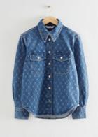 Other Stories Distressed Laser Print Shirt - Blue