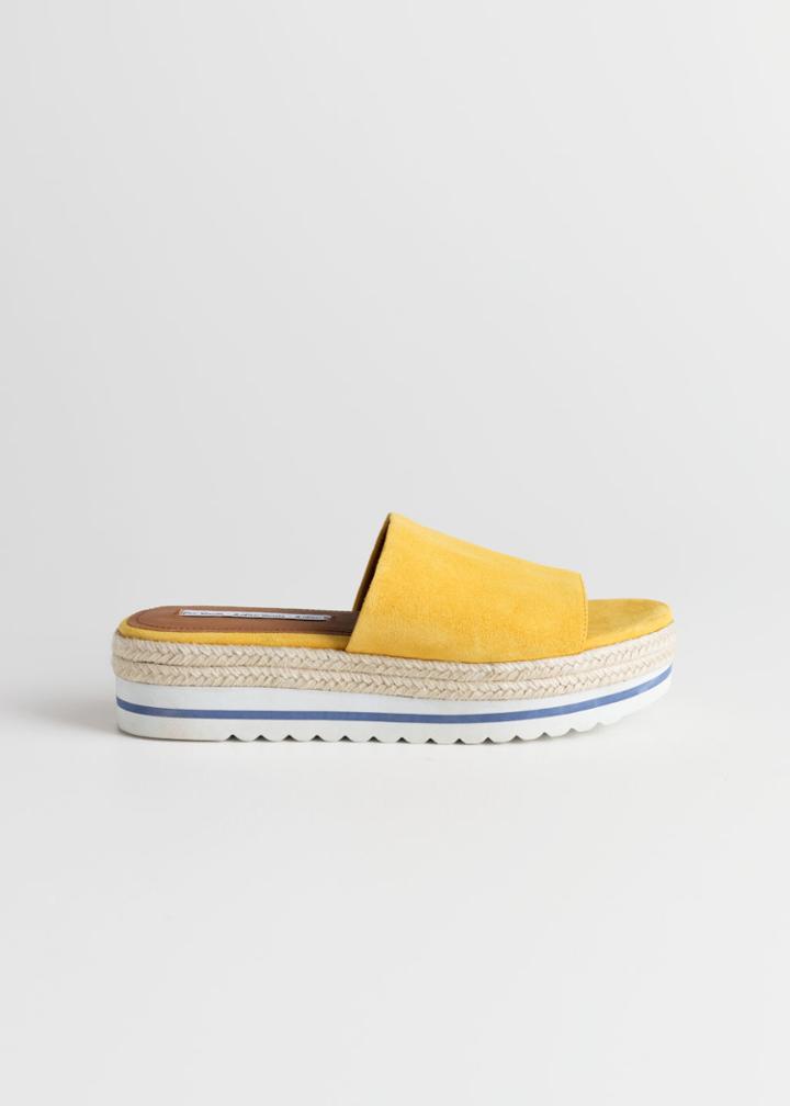 Other Stories Suede Platform Slides - Yellow