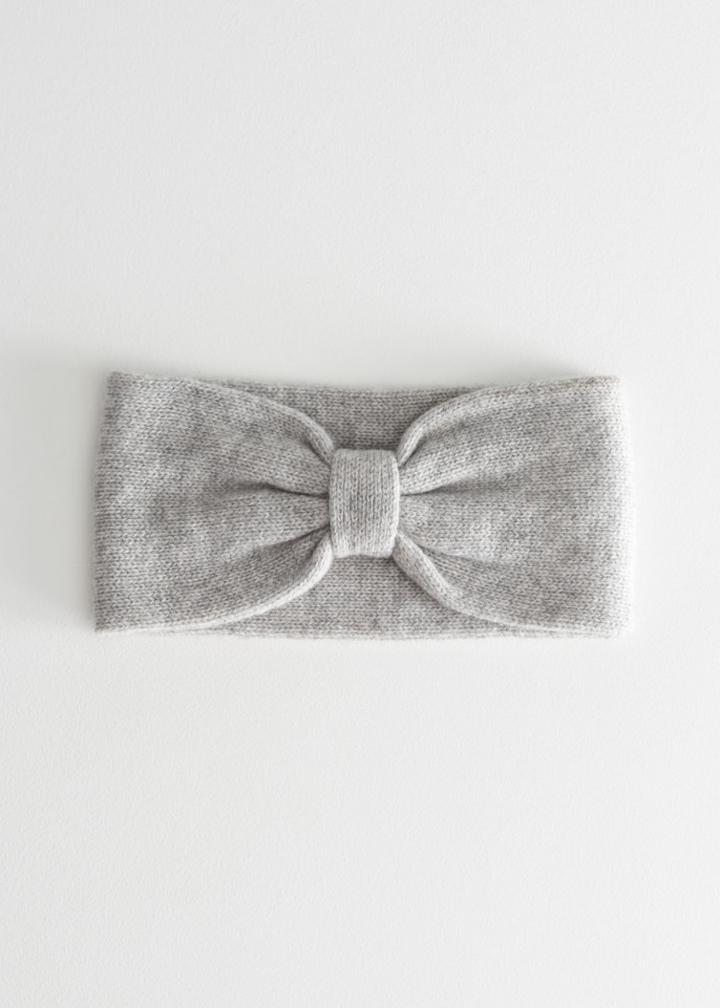 Other Stories Cashmere Bow Headband - Grey
