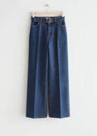 Other Stories Belted Wide Leg Jeans - Blue