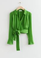 Other Stories Belted Wrap Top - Green