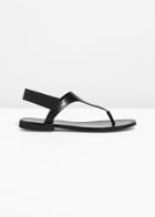 Other Stories Leather T-bar Strap Sandals - Black