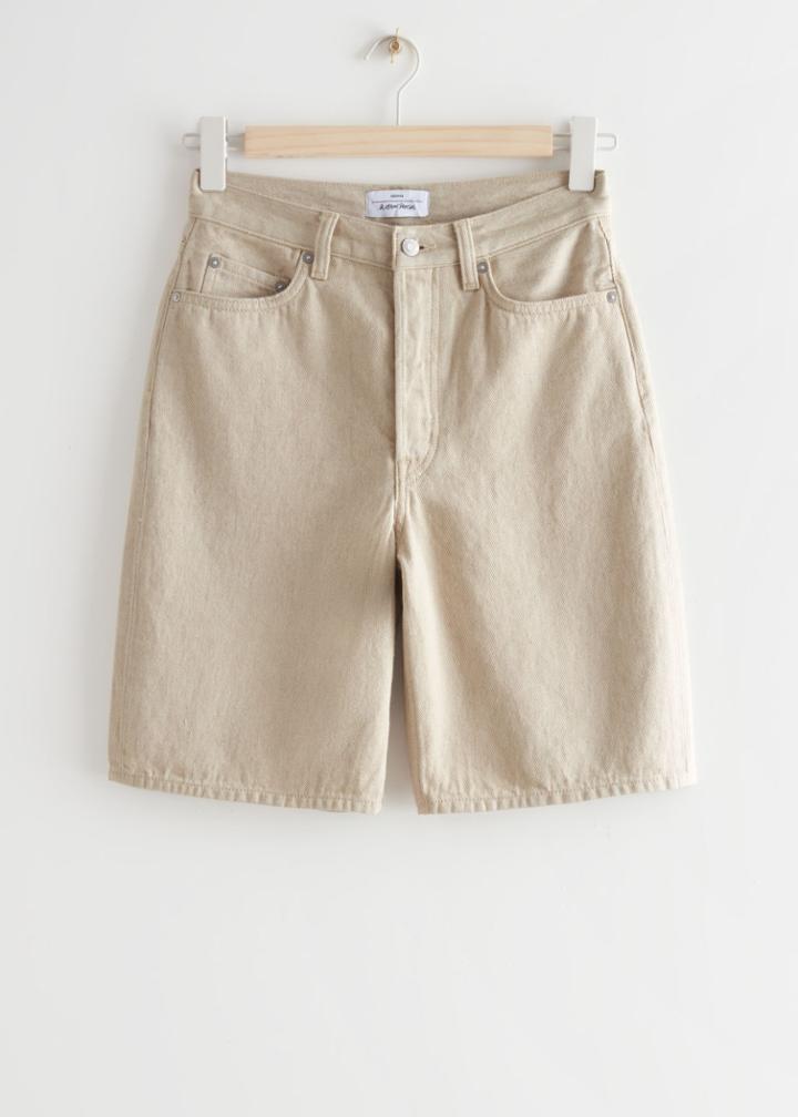 Other Stories Spark Cut Denim Shorts - Beige